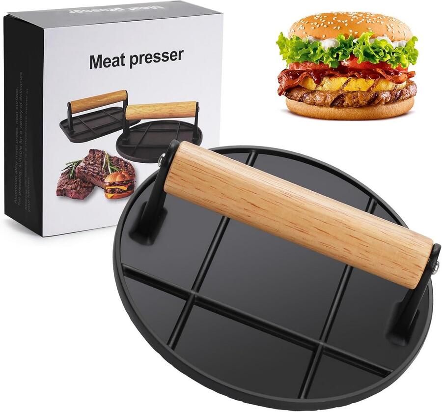 Burger Smasher Grill Press Gietijzeren Bakplaat Searing