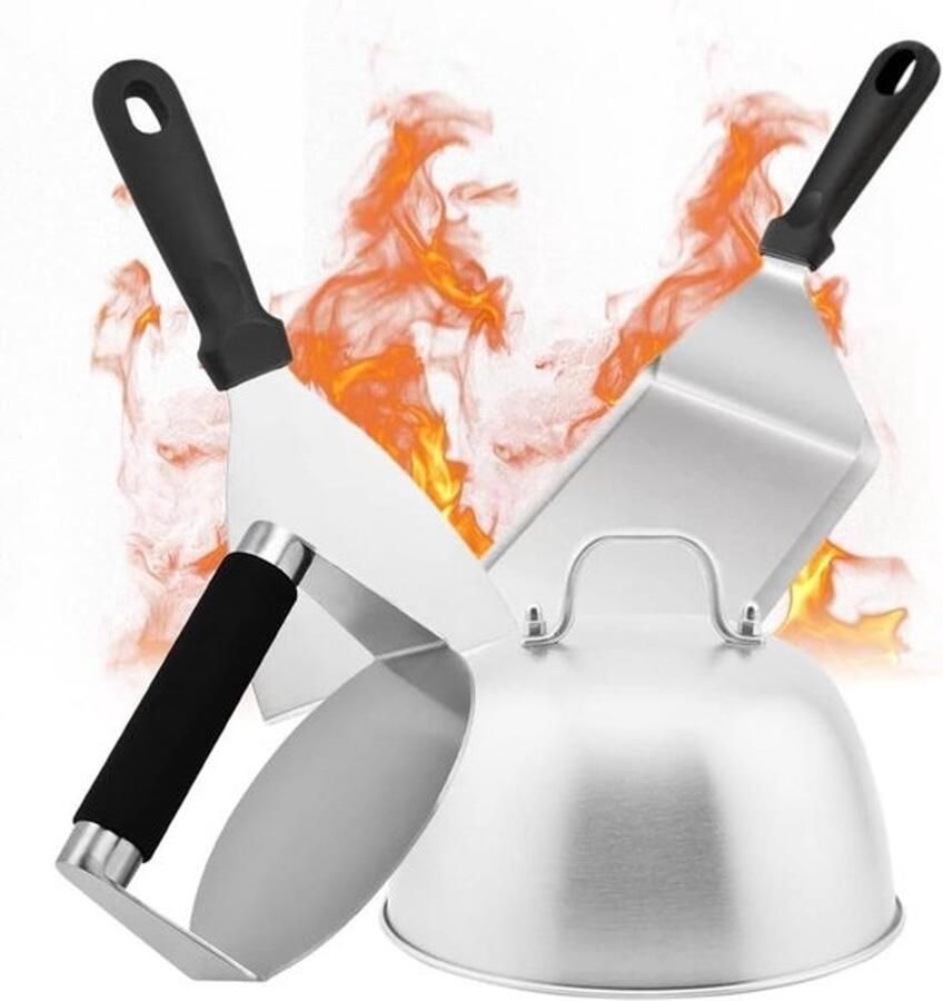 Burger Smasher-set Grillaccessoires Hamburgers maken Roestvrij staal 4-delig Zilver