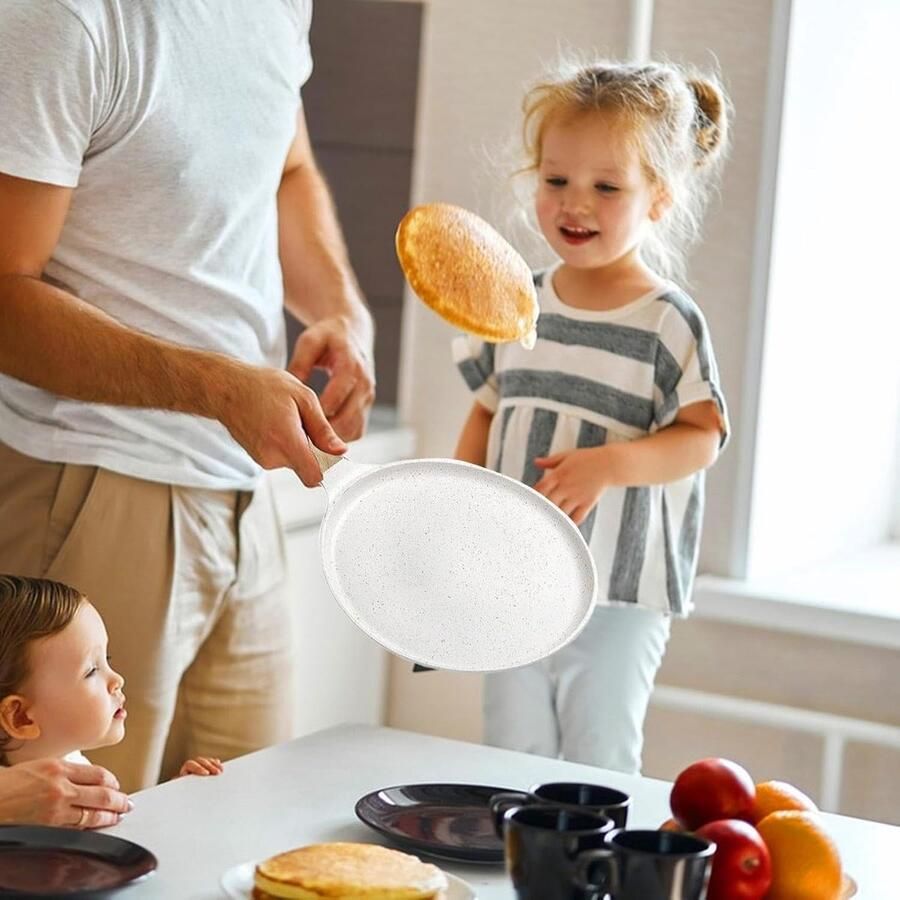 Burger Steak Pan Omelet Bakplaat Ontbijt Maken Anti-aanbaklaag 24 cm Wit