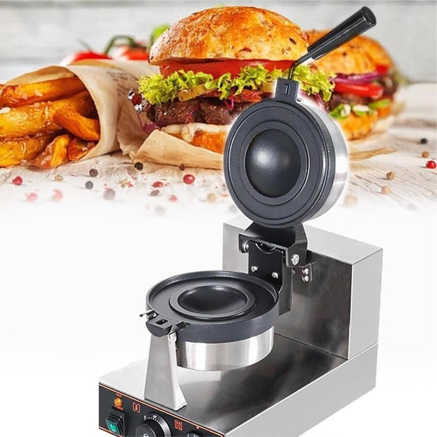 Burger Wafelijzer Apparaat Wafels Snel Wafels Maken Dubbelzijdig Verwarmen 1300W Zilverkleurig