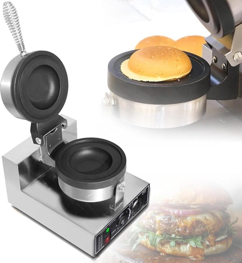 Burger Wafelijzer Keukenmachine Snelle Maaltijden Dubbelzijdig Verwarmen 11.5cm Diameter Zilver
