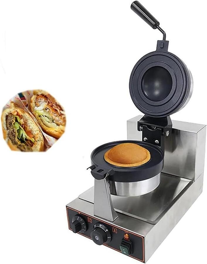 Burger Wafelijzer Panini Grill Snel Bakken Dubbelzijdig Verwarmen 38x25x30 cm Zilver