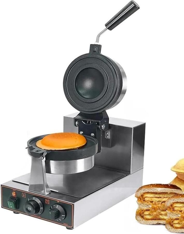 Burger Wafelijzer Panini Pers Elektrisch Wafels Bakken Dubbelzijdig Verwarmd 44.5x25x26cm A