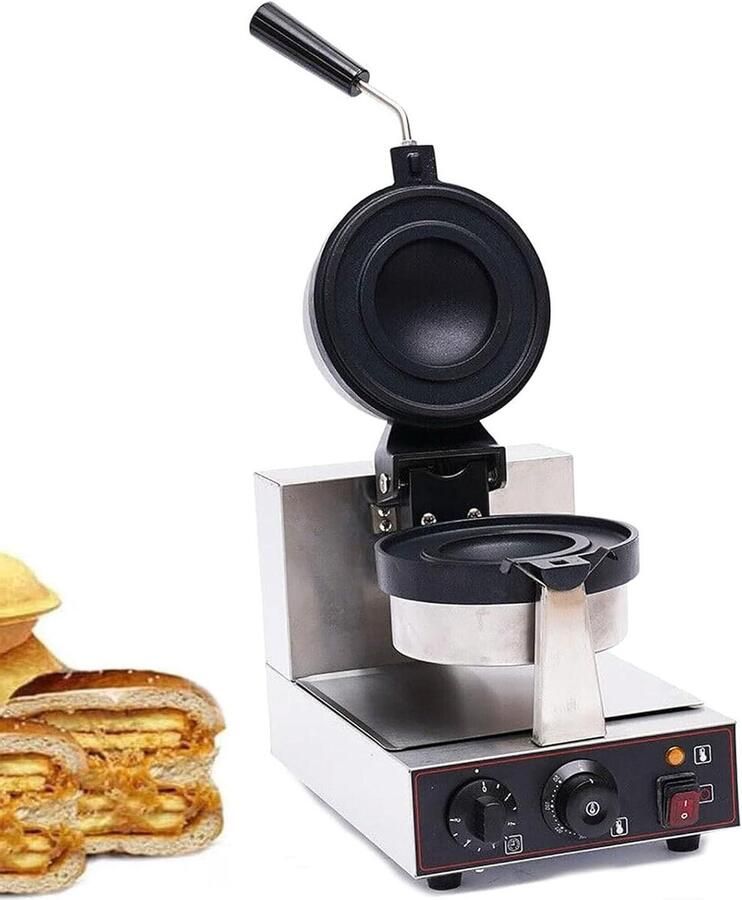 Burger Wafelijzer Panini Pers Elektrisch Wafels Maken Dubbelzijdig Verwarmen Enkele Kop Zilver