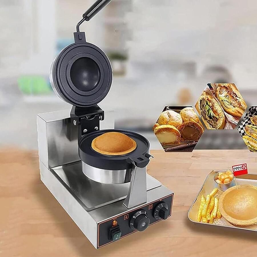 Burger Wafelijzer Panini Pers Snacks Maken Dubbelzijdig Verwarmd 44.5x25x26cm Zilver