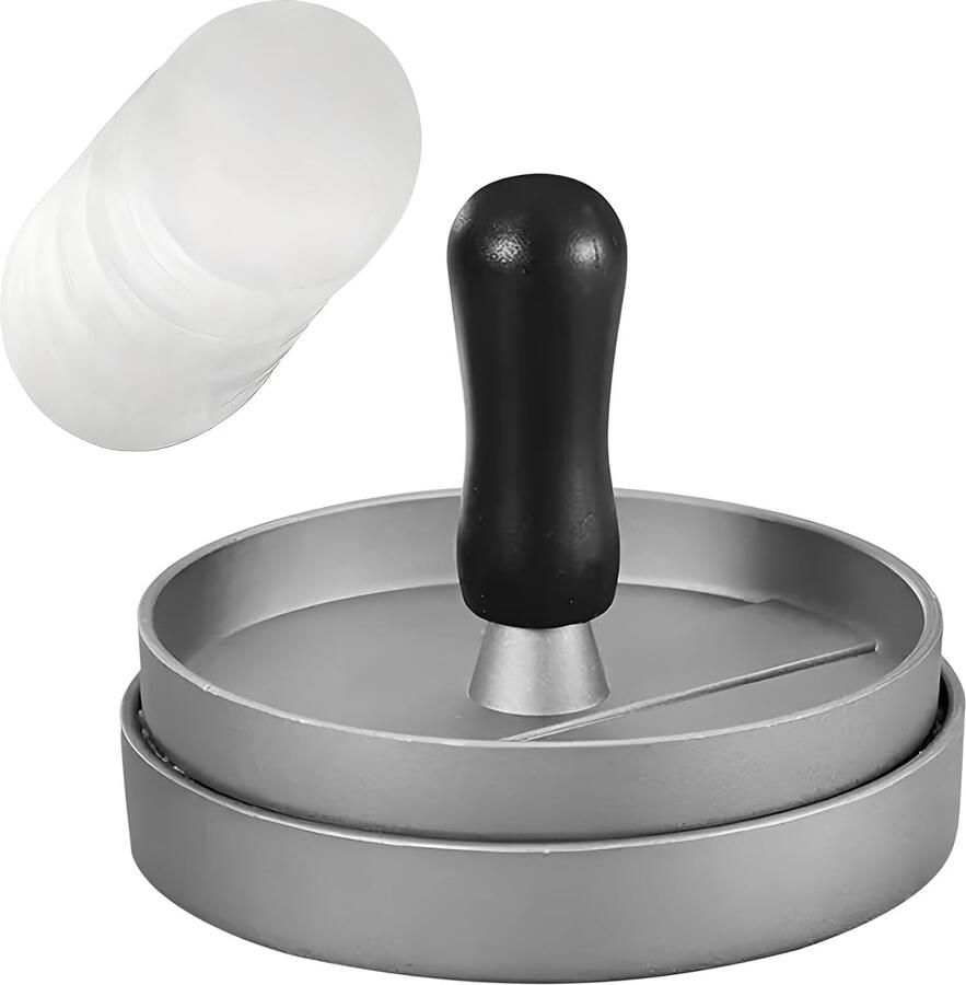 Burgerpers Aluminium Patty Maker Hamburger Maken Instelbare Dikte 12 x 8 cm Zilver