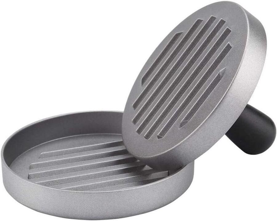 Burgerpers Aluminium Patty Maker Hamburgers Maken Antiaanbaklaag 11 cm Diameter Zilverkleurig