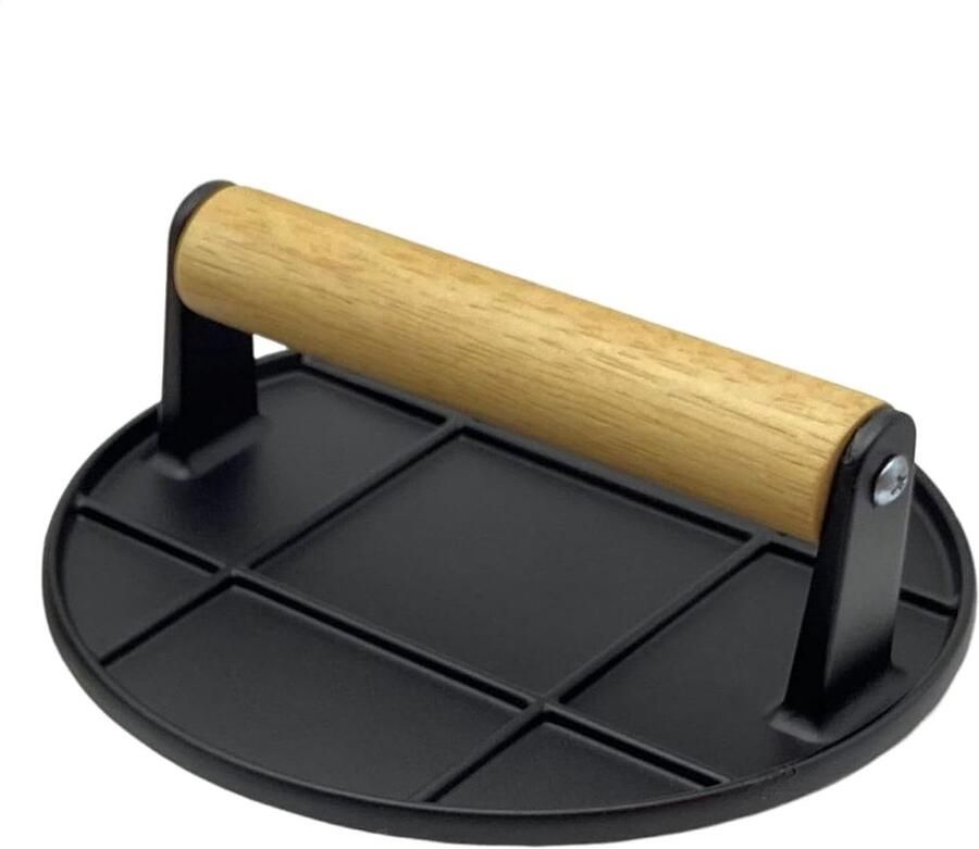 Burgerpers Gietijzer Grillpers Bakplaat Perfect Grillen Hittebestendige Greep 17 x 7.6 cm Zwart