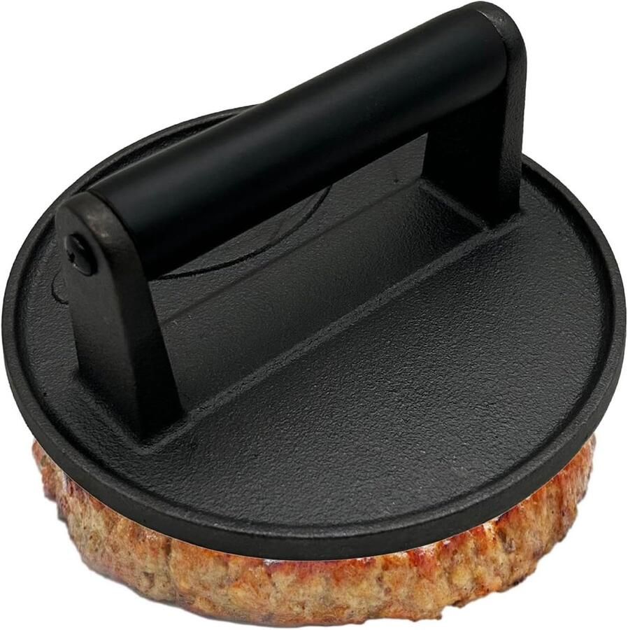Burgerpers Gietijzer Vleespers Grill Perfecte Burgers Hittebestendig Handvat 165 cm Diameter