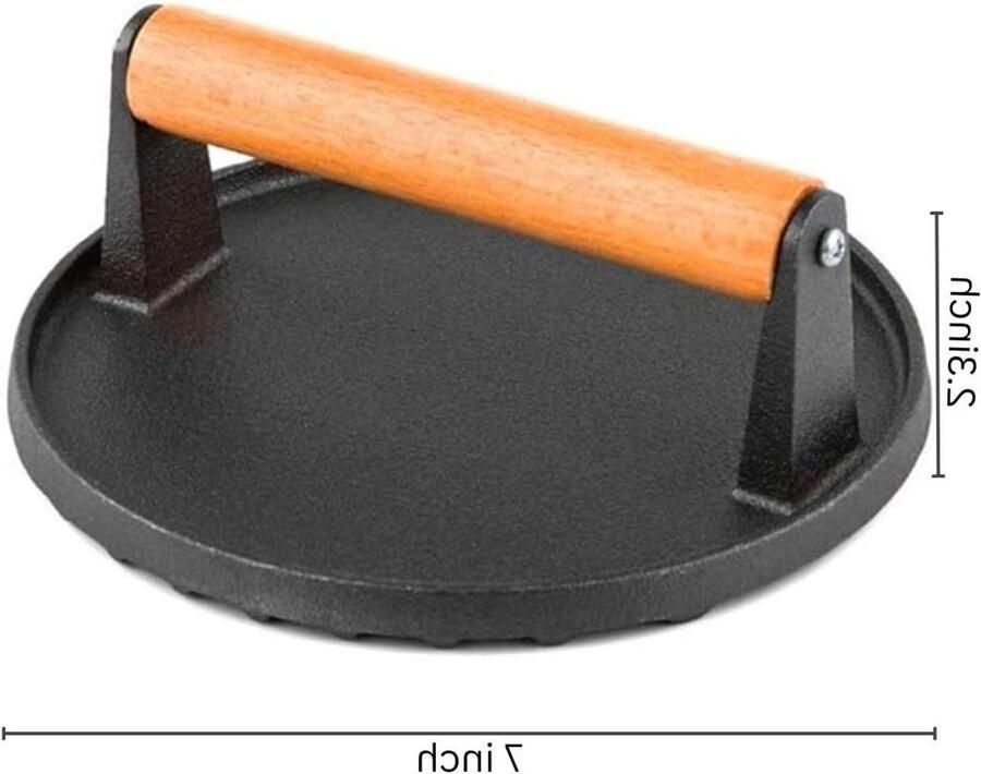 Burgerpers Gietijzer Vleespers Patty Maker Hamburgers Grillen Gegroefd Ontwerp 18 x 10.4 cm Zwart