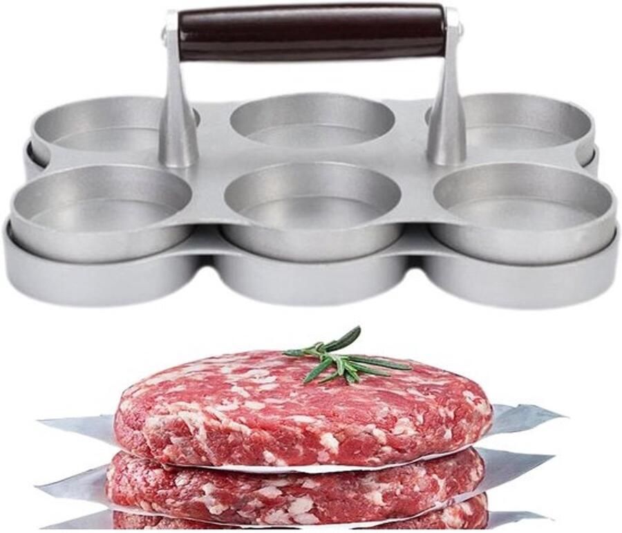 Burgerpers Hamburgerpers Vleespatty Maker Perfecte Burgers Maken Antiaanbak Aluminium 9.5 x 15.2 x 9.5 cm Grijs
