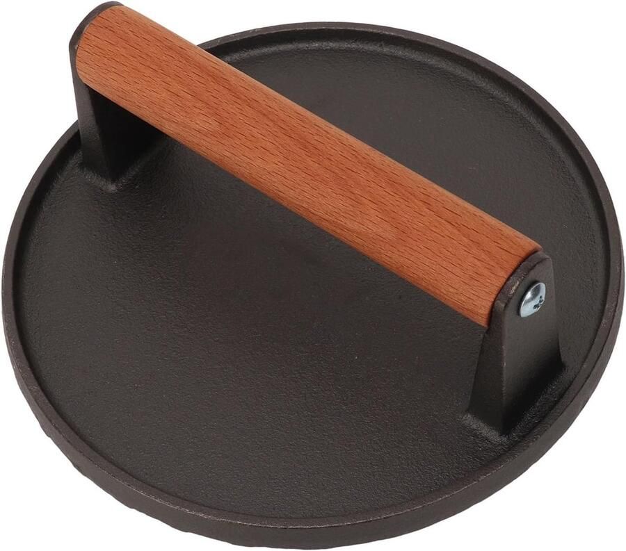 Burgerpers Ijzer Vleespers Grill Vlees Bereiden Houten Handvat 1025g Zwart