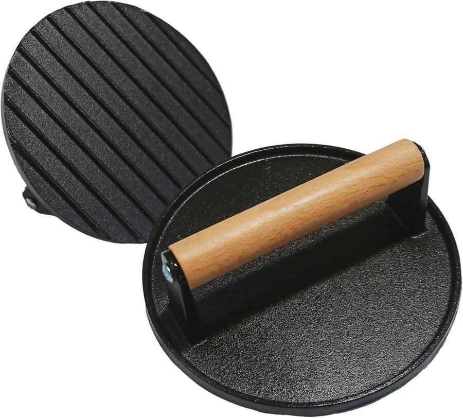 Burgerpers Metaal Patty Maker Vorm Grillen Buiten Stevige Hittebestendig 17.5 cm Diameter Zilver