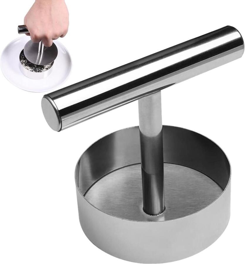 Burgerpers Patty Maker Vleesvormer Keuken Hamburgers Maken Roestvrij Staal 13 x 9 x 8 cm Zilverkleurig