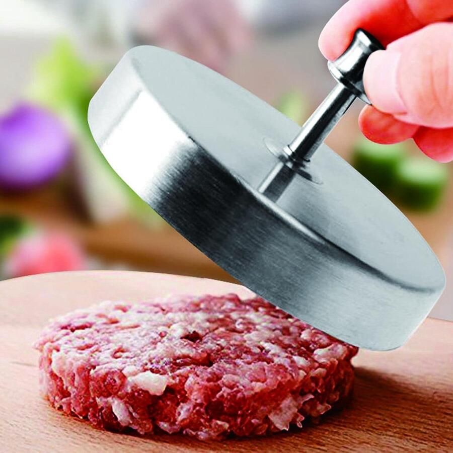 Burgerpers Patty Maker Vleesvormer Perfecte Burgers Maken Antiaanbaklaag 3-in-1 Zilver