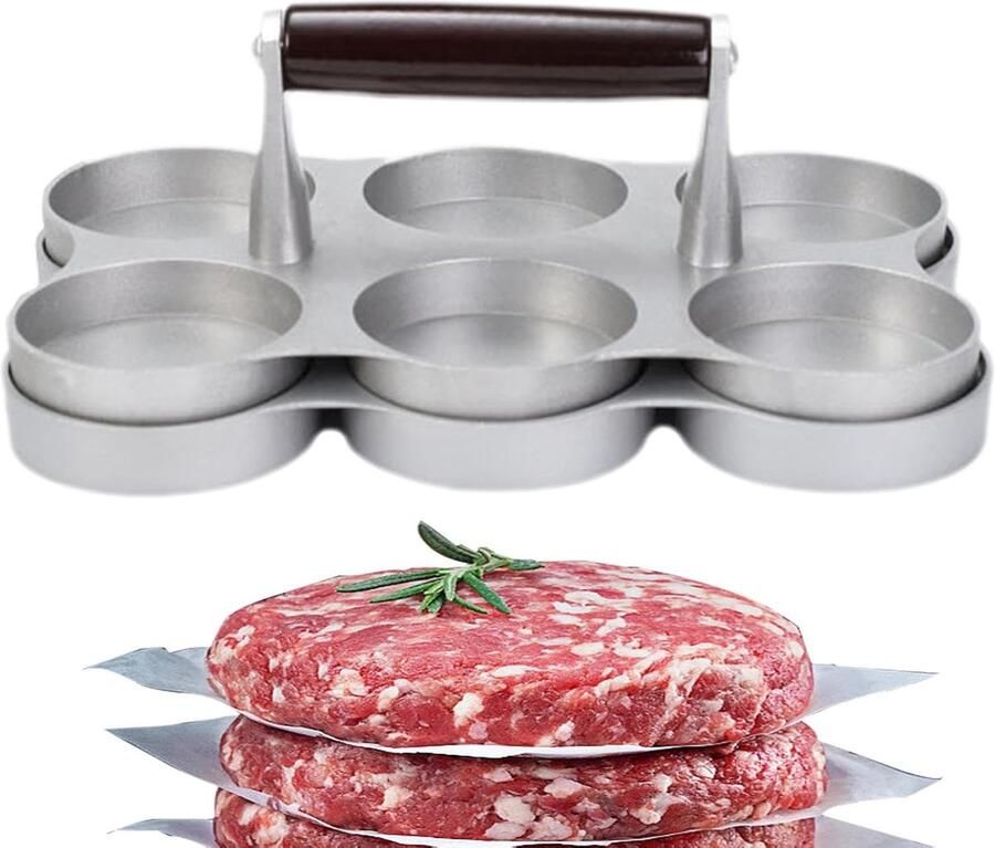 Vleespers Patty Maker Burgerpers Hamburgermaker Perfecte Burgers Maken Antiaanbaklaag Stevig Handvat 65 Inch Roosters Zilver