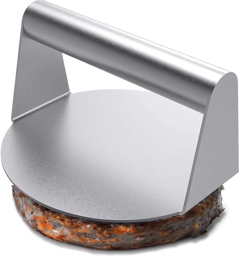 Burgerpers Roestvrij Staal Hamburger Smasher Perfecte Burgers Maken Voedselveilig Materiaal 16 cm Diameter Zilver