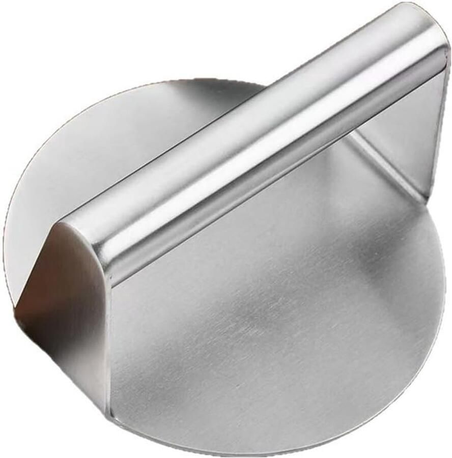 Burgerpers RVS Vlees Smash BBQ Bereiding Antiaanbaklaag 14 cm Plat Zilver