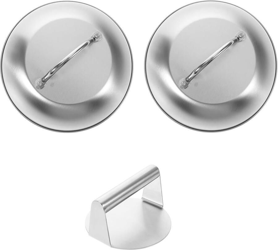 Burgerpers Set Grill Accessoires Hamburgers Maken Verstelbaar Deksel 14 cm Zilver
