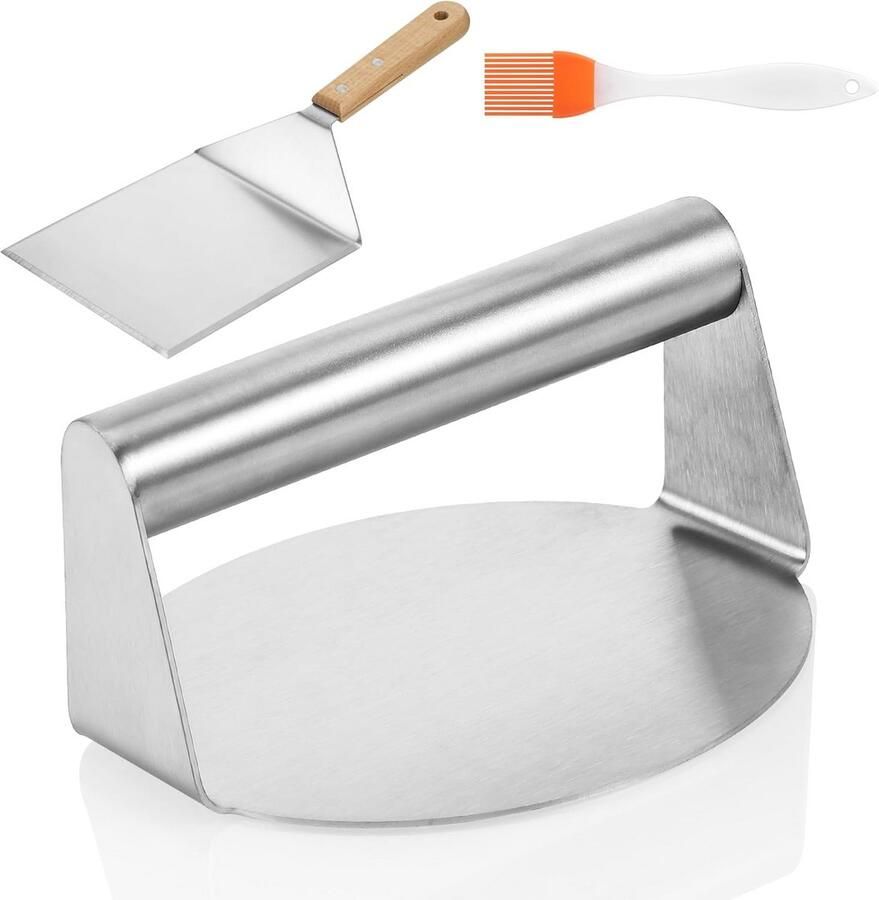 Burgerpers Set Hamburger Smasher Burgers Maken Compleet Met Spatel 3479 cm Zilver