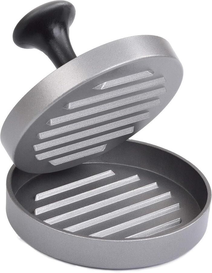 Burgerpers Set Vleesvormer Burgers Maken Antiaanbaklaag 12 cm Diameter Zilver
