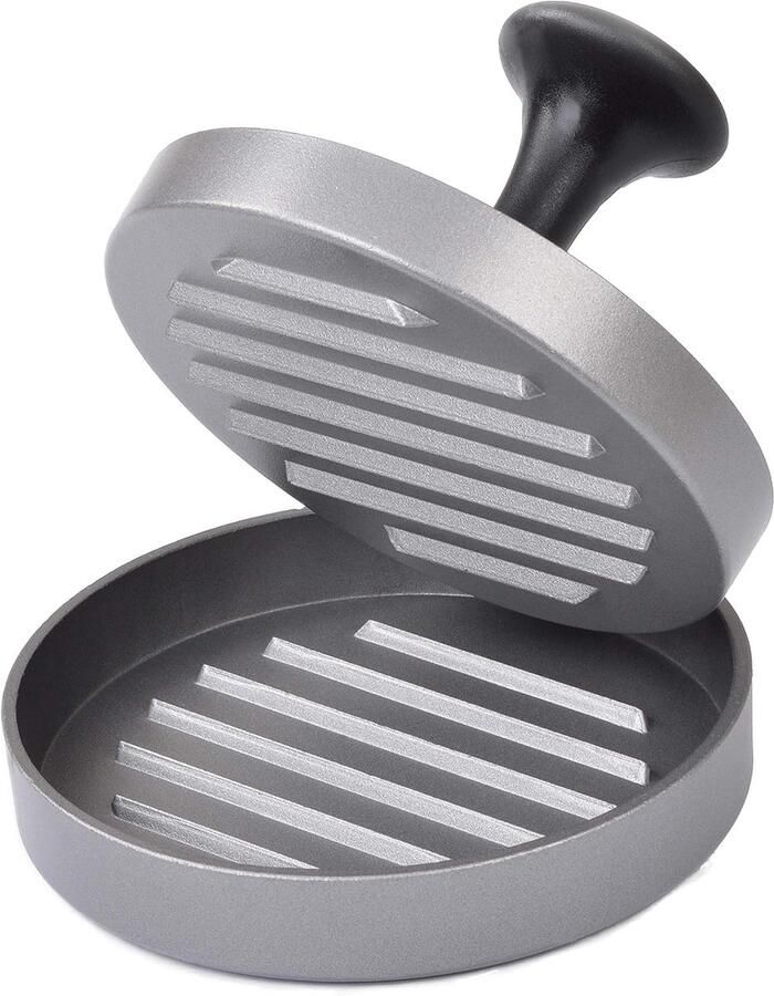 Burgerpers Set Vleesvormer Lekkere Burgers Maken Anti-aanbaklaag 12 cm Diameter Zilver