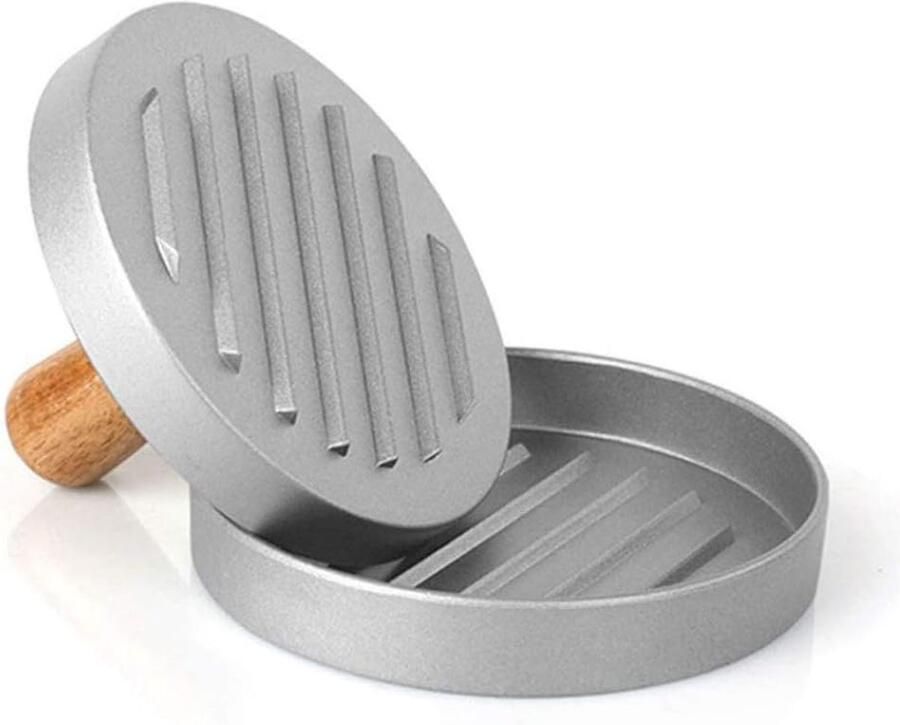 Burgerpers Set Vleesvormer Patty Burgers Maken 3-in-1 Ontwerp Niet-klevend Zilver
