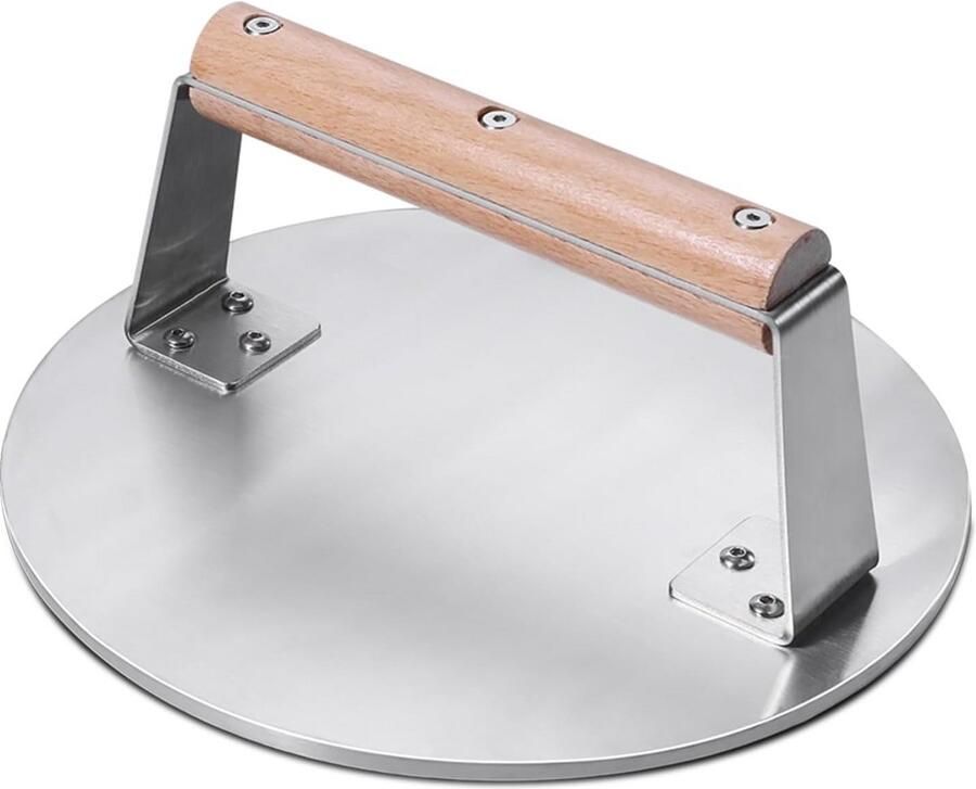 Burgerpers RVS Grill Pers Vlees Grillen Extra Zwaar Gewicht 21.5 cm Zilverkleurig