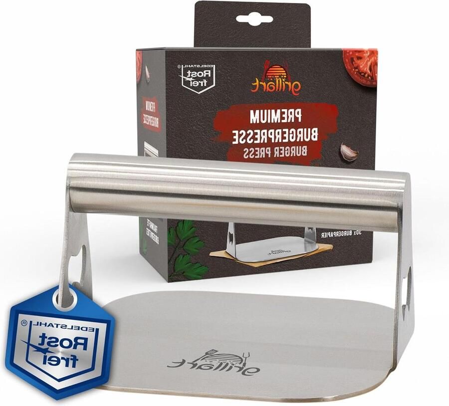 Burgerpers Vlees Coater Perfecte Patties Zwaar Roestvrij Staal 14x14 cm Zilverkleurig