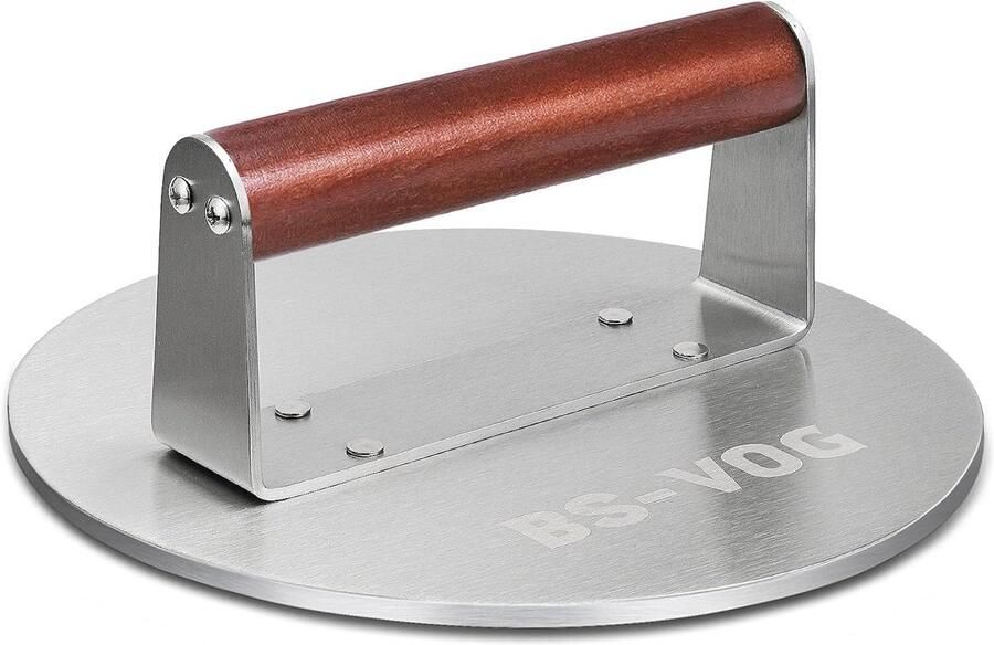 Burgerpers Vleesmasseuse BBQ Grillen Zwaar Gietijzer 21 cm Zilver