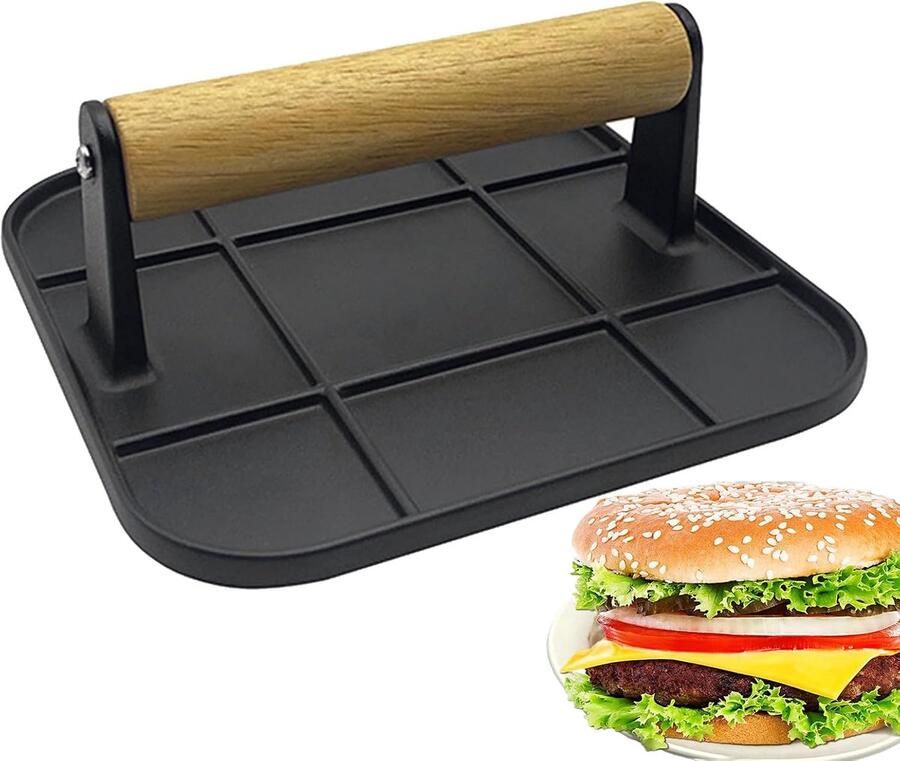 Burgerpers Vleespers Grill Perfecte Burgers Maken Hittebestendig Handvat 165 cm Zwart