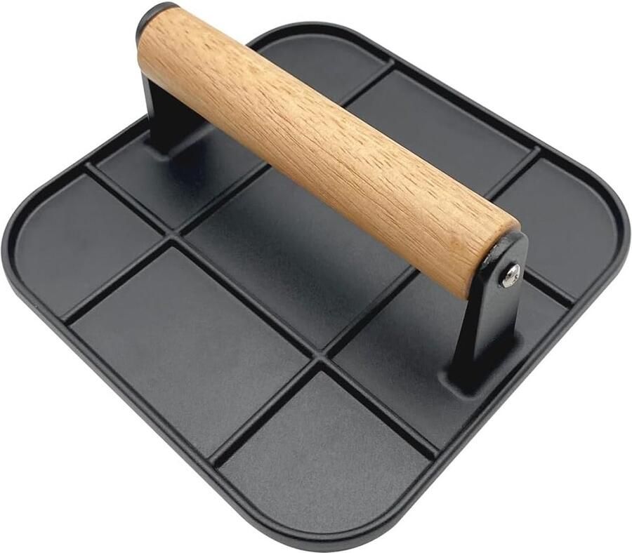 Burgerpers Vleespers Steak Gegrild Eten Antislip Handvat 16x16CM Zwart