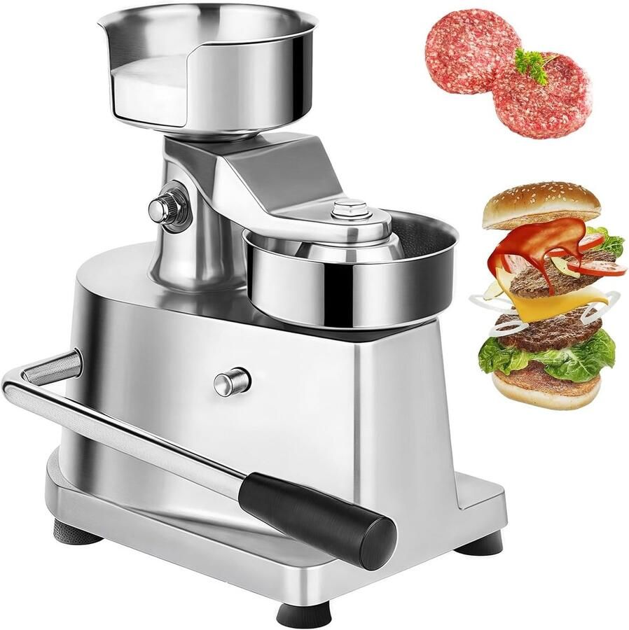Burgerpers Vleesvormer Pasteitjes Maken Roestvrij Staal 10cm Diameter Zilver