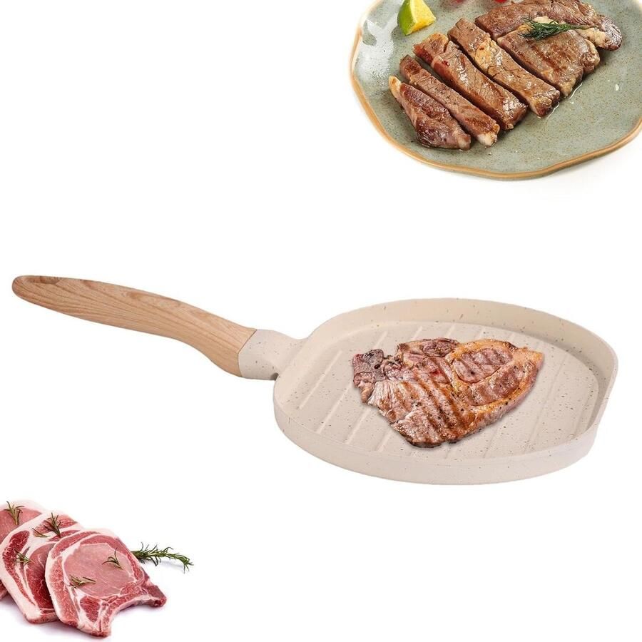 Burgersteakpan Eierpan Koekenpan Koken Bakken Antiaanbaklaag 22 cm Wit