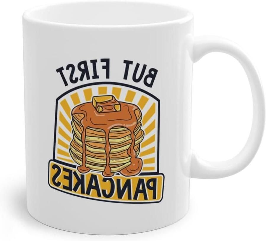 But First Pancakes recepten liefhebbers koffiemok Griddlecake pannenkoeken maker mok wit (06486B)