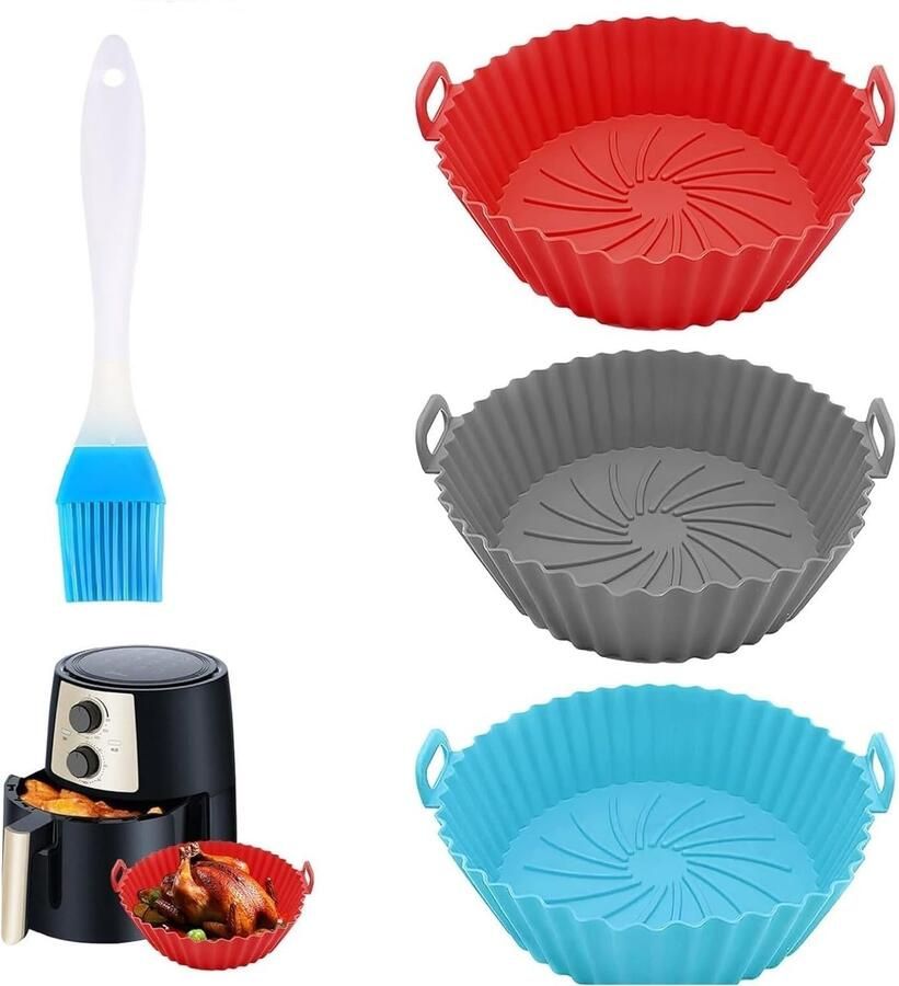 By shayne Air Fryer Accessoires Set Silicone Mallen Gezond Koken 3 Delen Bakvorm Stoommand Geschikt voor Air Fryer