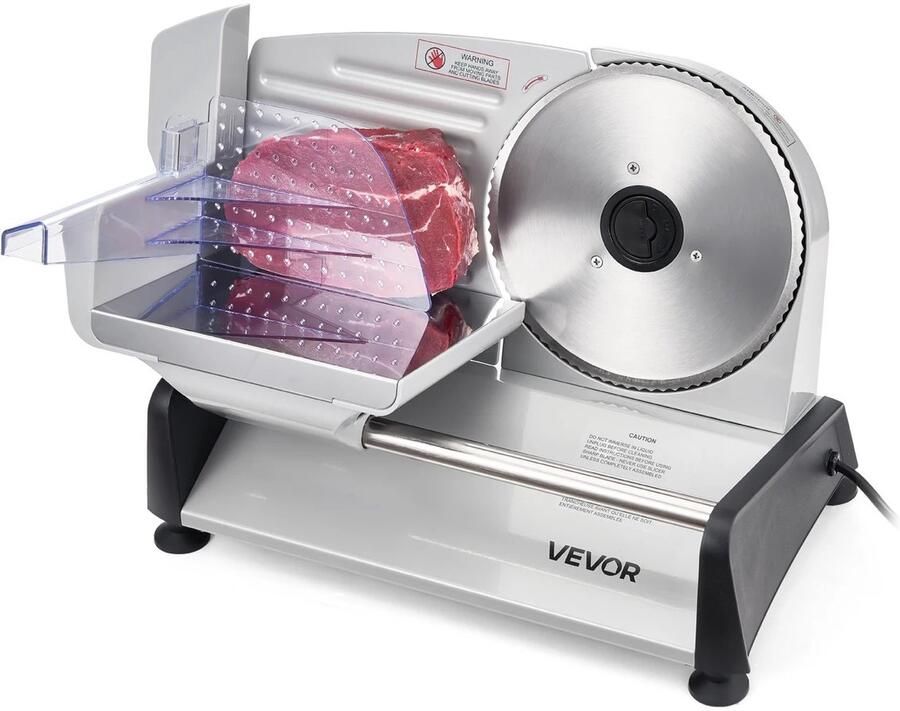 ByRoos Keukenapparatuur vleessnijmachine Voor thuisgebruik Voor professionele Keukens Keukenmachine Professionele keukenapparatuur Makkelijk schoon te maken Vleeswaren Zilver Staal