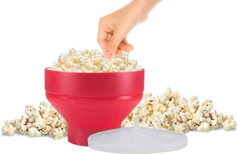 C106CAS002 Popcorn Popper Magnetron-Silicone Popcorn Maker Rood