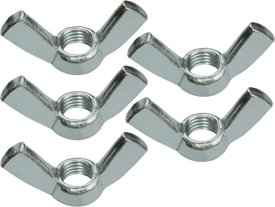 C58241 Set van 5 M16 vleugel- vleugelmoeren DIN 315 metrisch vrouwelijk verzinkt staal zilverkleur