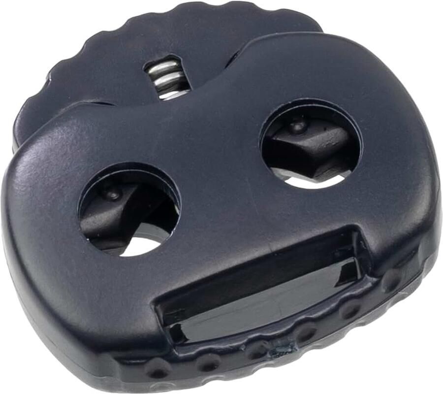 C78110-12-delige set ovale 22 mm snoerklemmen met veer en 2 gaten stop klem snoerstopper opening 5 mm van kunststof kleur donkerblauw