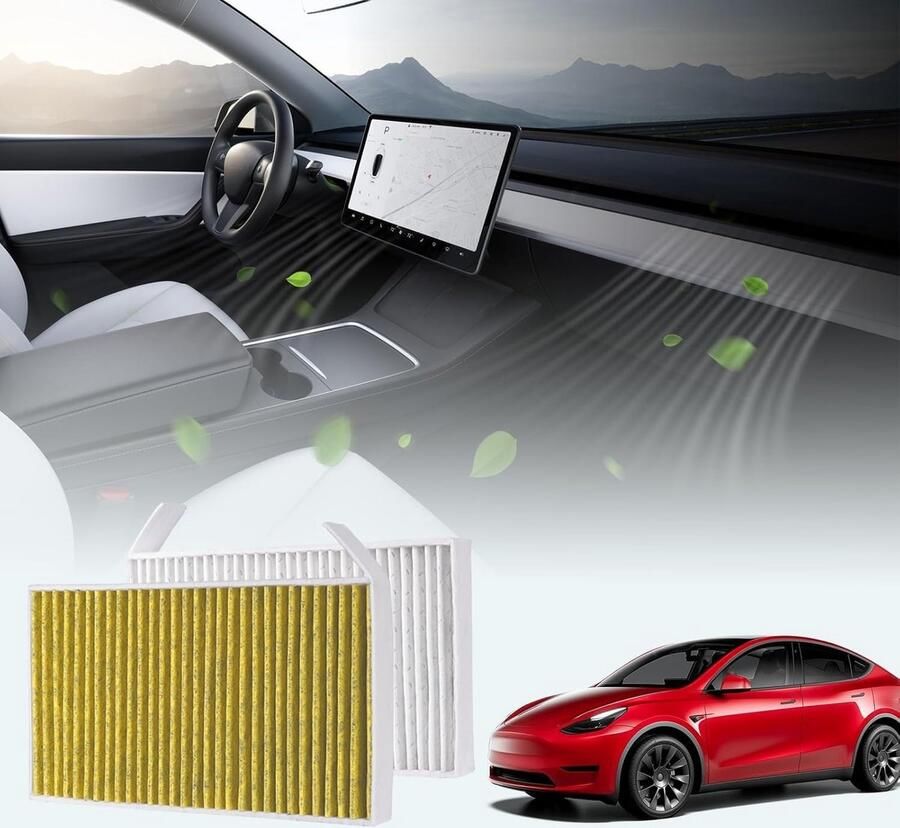 Cabine Luchtfilter met Actief Koolstof voor Tesla Model Y (2020-2026) & Model 3 (2017-2026) OEM Vervangingsfilter Geschikt voor Model Y Juniper & Model 3 Highland