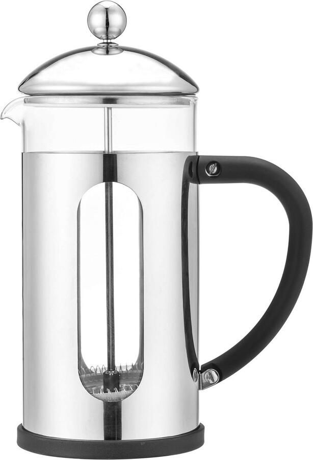 Cafetière Koffiezetapparaat 1 Liter (8 Kopjes) RVS Filter en Hittebestendig Glas