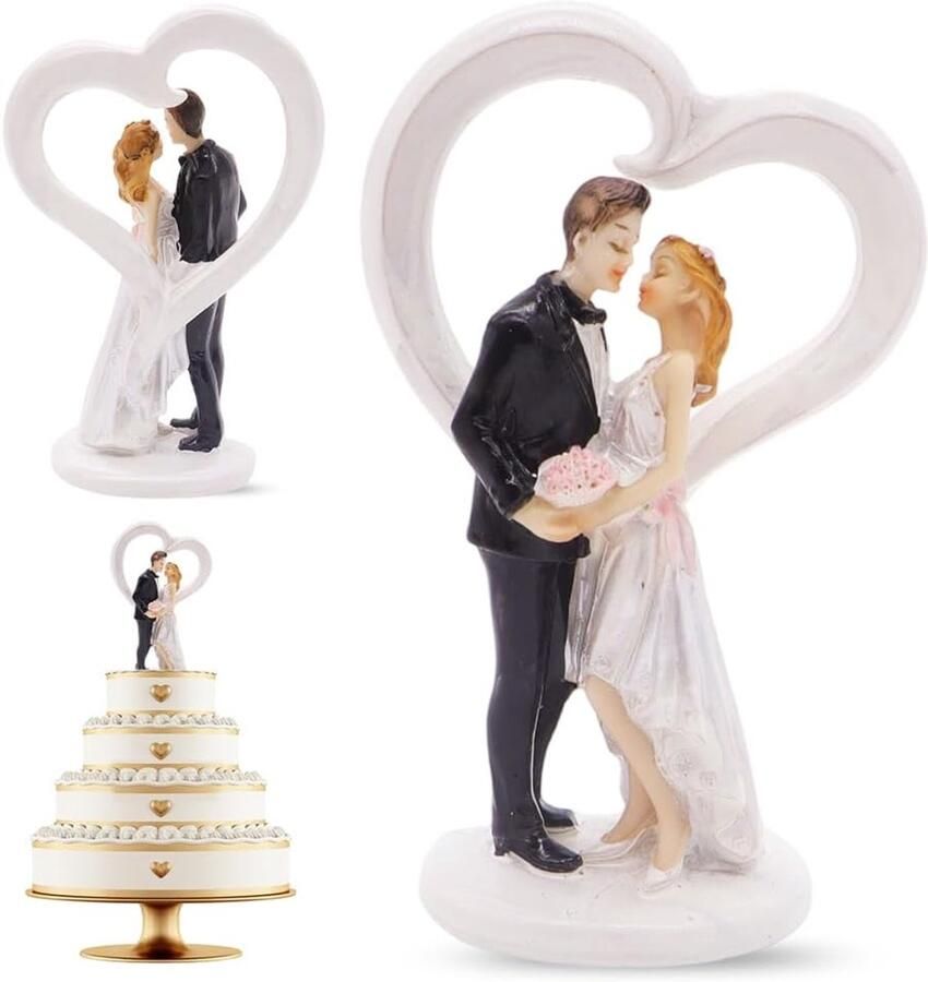 Cake Figuur SYTTNUM Bruiloft Paar Decoratie Figuur Wedding Taart Bruidspaar Figuren Bruiloftspaar Valentijnsdag Decoratie Kussend Paar Figuur