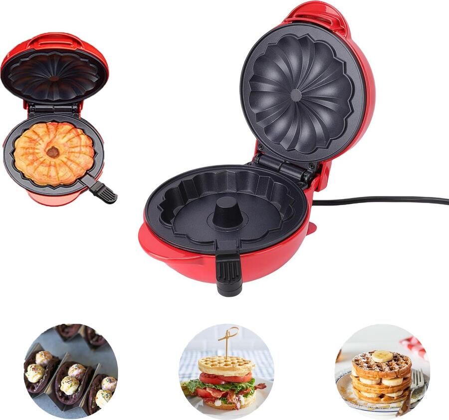 Cake Maker Wafelijzer En Pannenkoekenmaker 350W Dubbelzijdige Verhitting Met Anti Aanbaklaag En Controlelampje Voor Ontbijt Snacks En Desserts Eu Stekker 230V