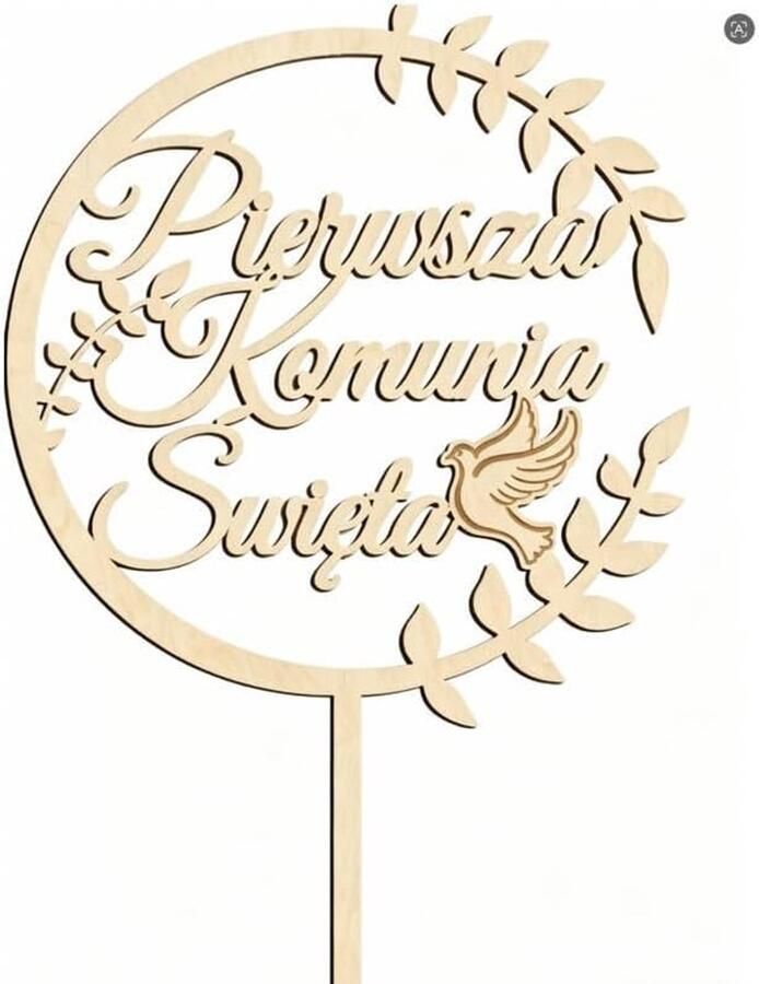 Cake Pierwsza Komunia Święta 15 6cm Kommunion Taartdecoratie met Duif en Krans