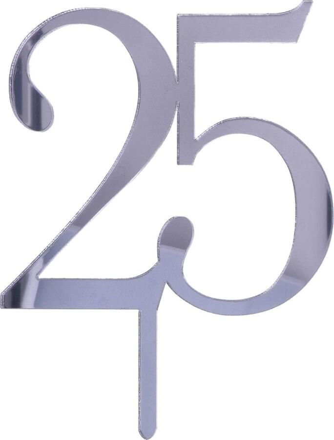 Cake topper 25 zilver