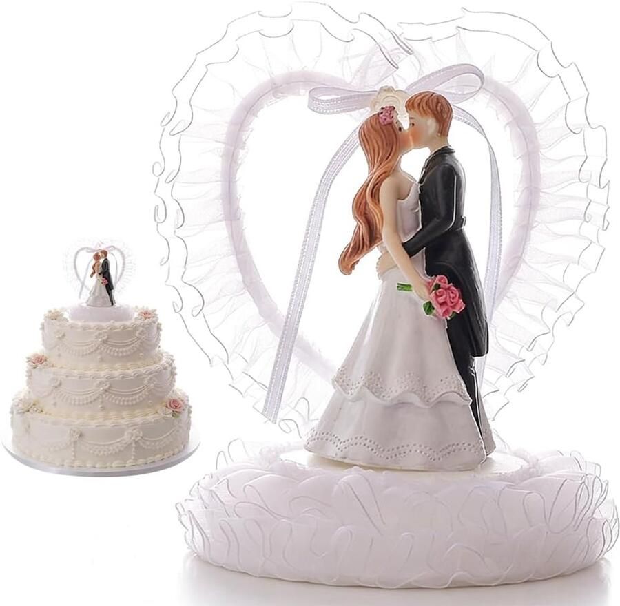 Cake Topper figuur decoratie figuur bruiloft taart topper PyrrlicToy bruidspaar figuren bruidspaar Valentijnsdag decoratie kussend paar (liefde zwart-wit)