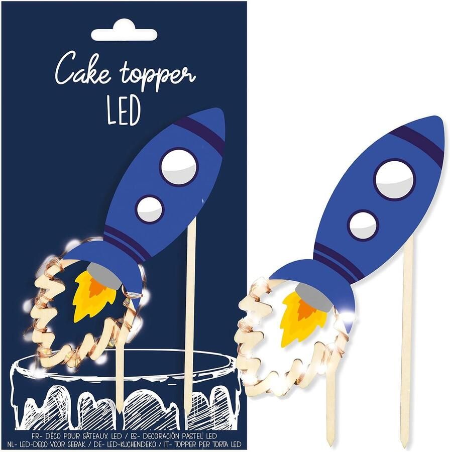 Cake Topper LED raket lichtgevende decoratie van hout verjaardag kinderen voor taarten gebak cakes en desserts decoratie accessoires feestjes 4968