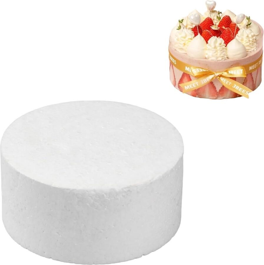 Cakemodel van nepschuim ronde cakebasis van schuim dummycakes polystyreentaart dummy taarttopper diameter 10 15 cm hoogte 7 cm voor kunst (wit 6 inch)