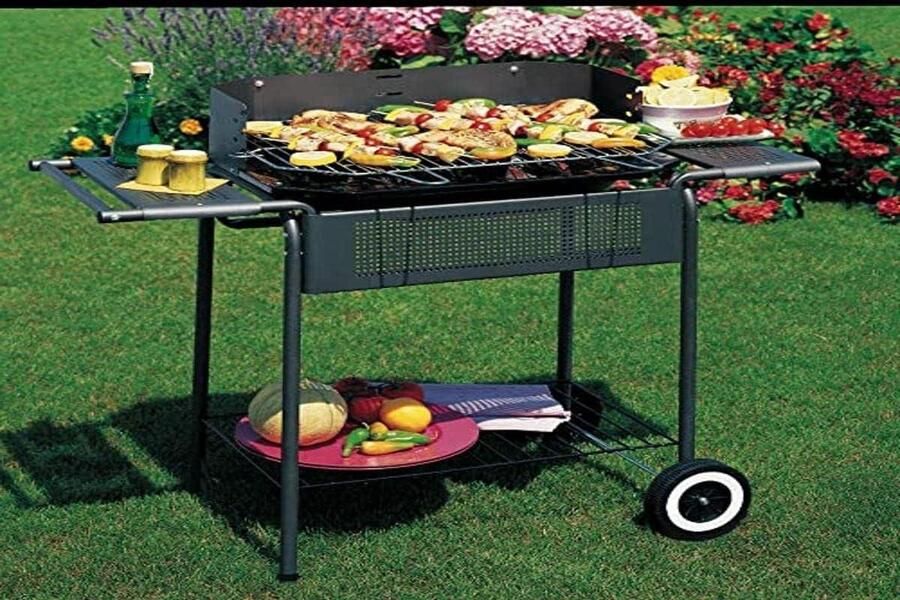 Camargue Grill Port Barbecue Houtskool Buiten Koken Kwalitatief Staal 90 x 45 x 82 cm Zwart